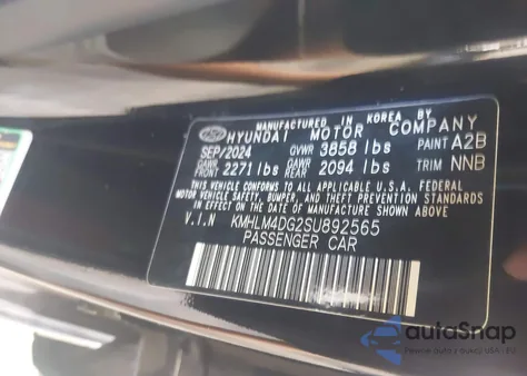 2025 Hyundai Elantra Sel Sport from USA, damaged, VIN KMHLM4DG2SU892565